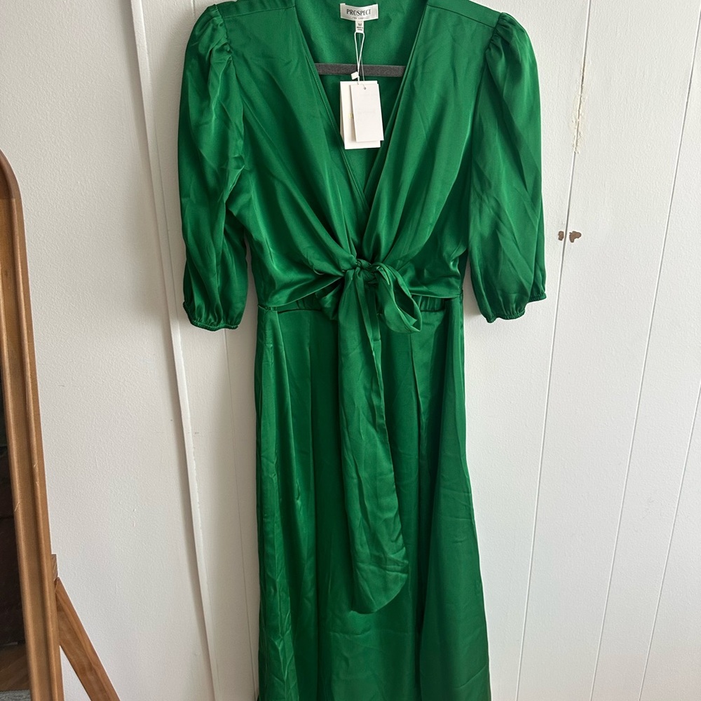 Elegant Green Long Sleeve Dress